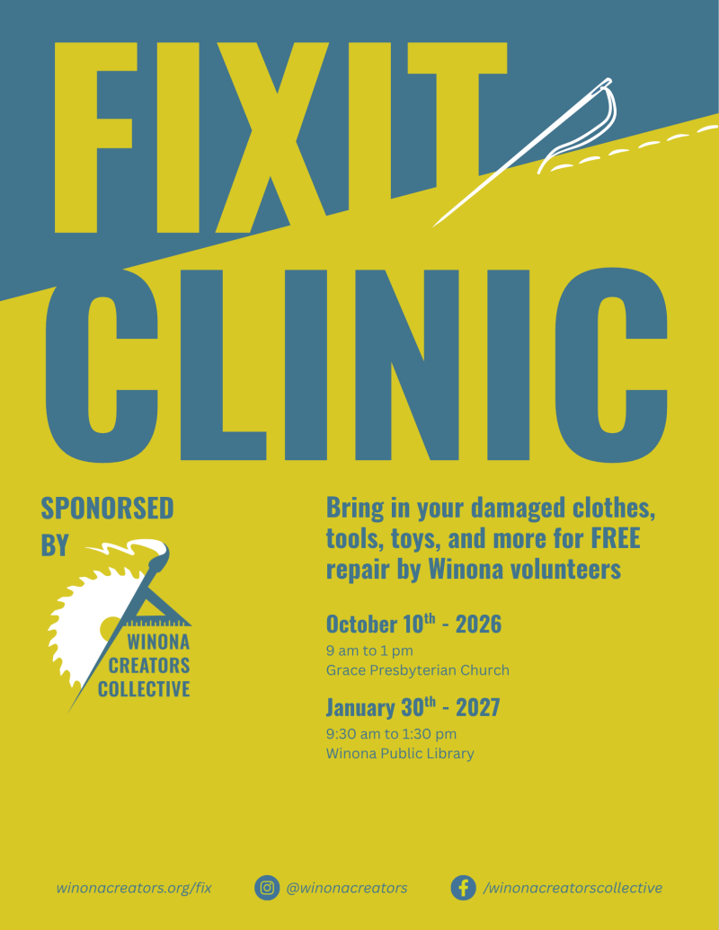 Fix-It Clinic Sign for October 10th and January 20th